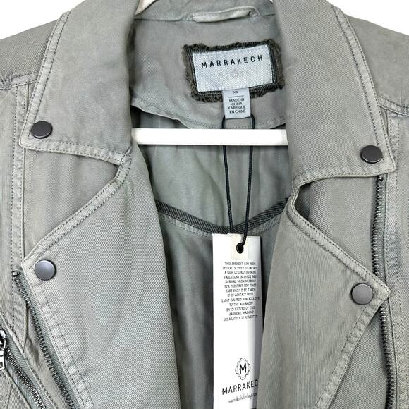 Anthropologie Marrakech NWT Ronika Moss Green Draped Moto Zip Jacket XS - Picture 8 of 10